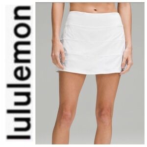 Lululemon Pace Rival Skirt White Size 12 | Built-In Shorts Tennis Golf Athletic